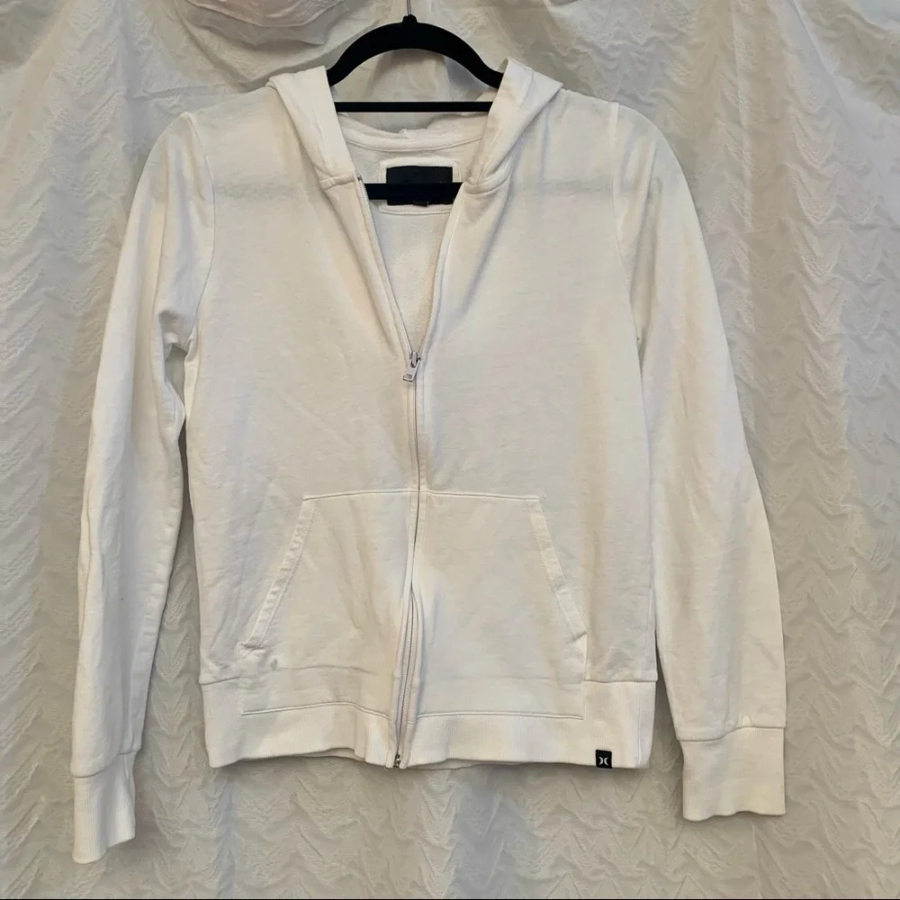 HURLEY White Hooded Zip Up Jacket